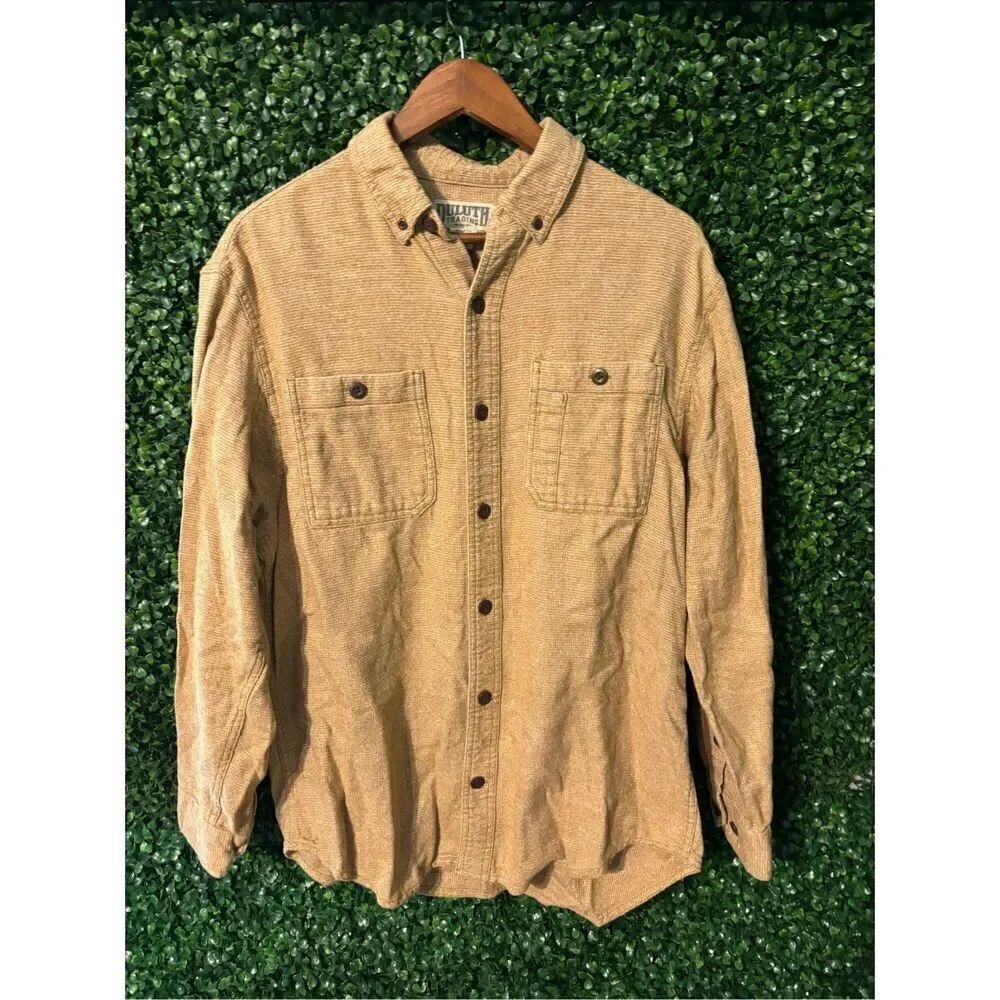 Duluth Trading Shirt Mens Medium Tan Button Down
